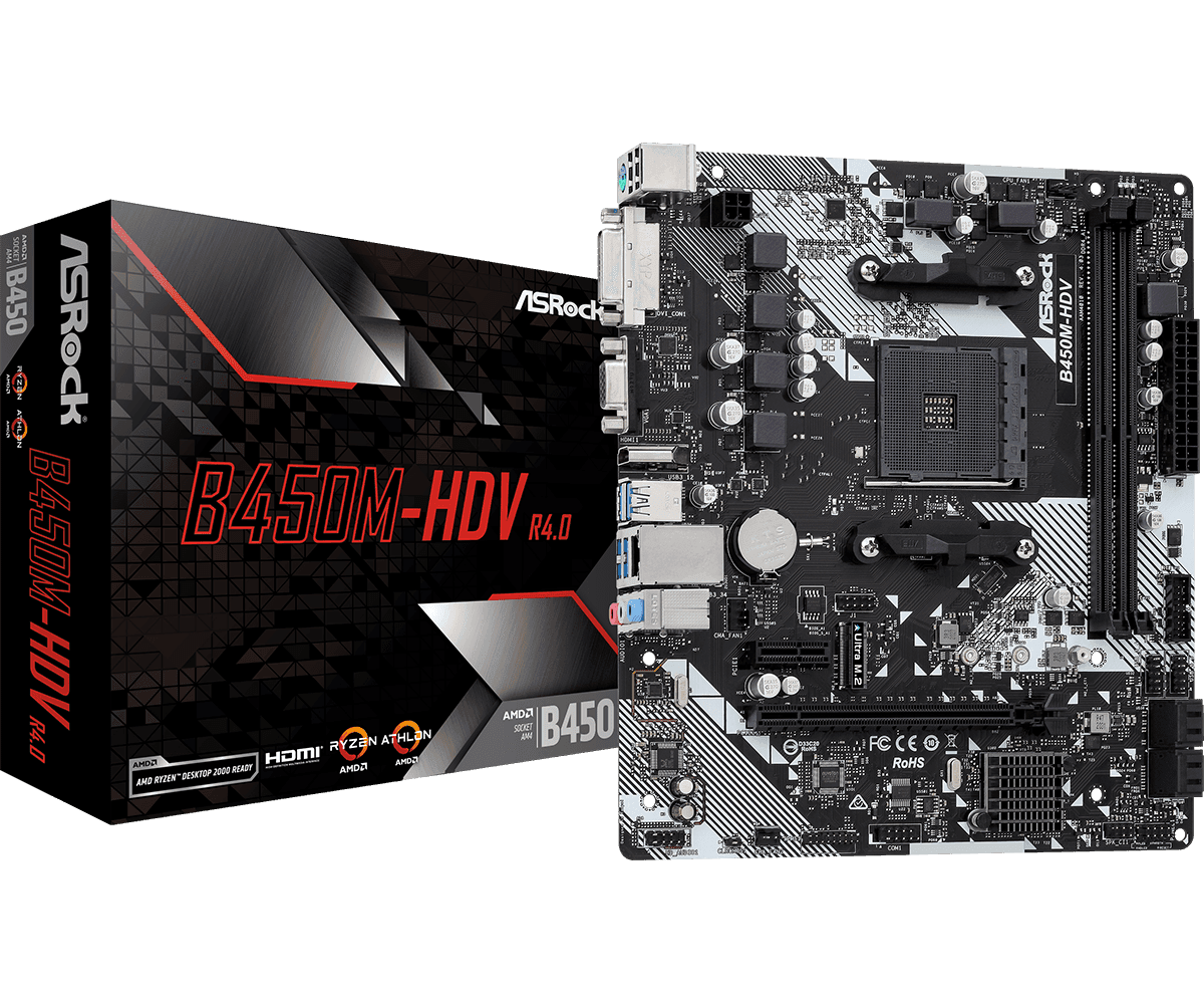 Placa MAE Asrock B450M-HDV R4.0 - Ryzen AM4 - DDR4 - Matx - M.2 - Vga/hdmi/dvi - foto 1
