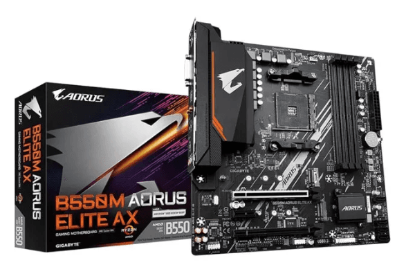 PLACA MAE GIGABYTE B550M AORUS ELITE AX - WIFI - AM4 RYZEN DDR4 - MATX - M.2 NVME - HDMI/DVI - foto 1