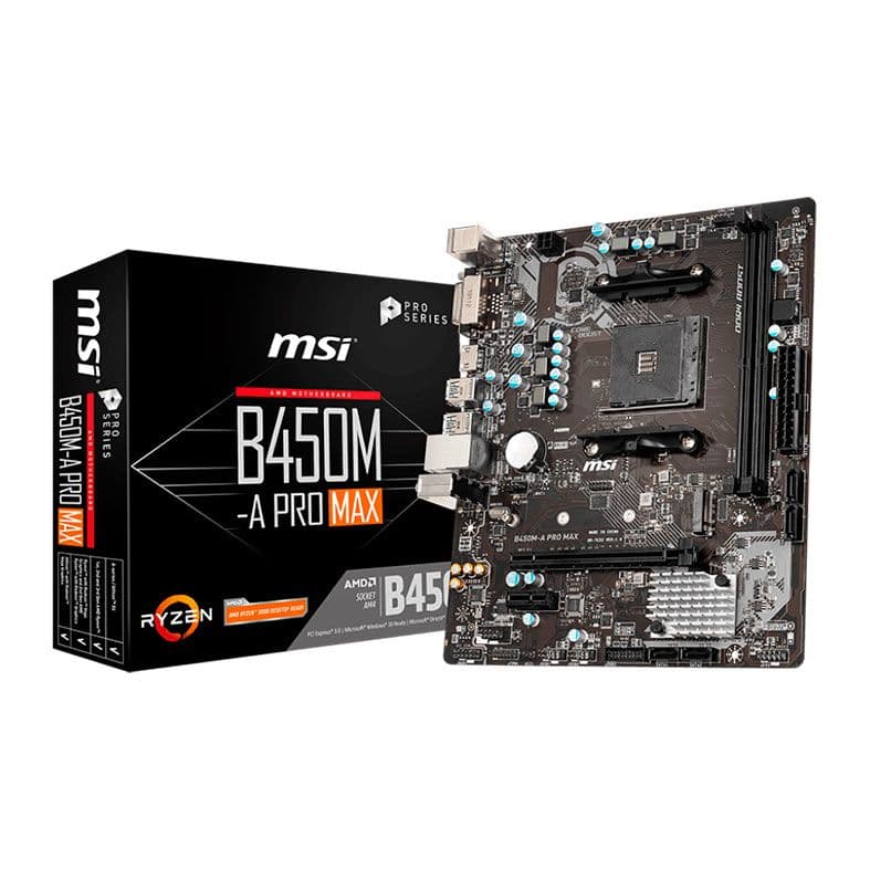 PLACA MAE MSI B450M-A PRO MAX - AMD RYZEN AM4 - DDR4 - MATX - HDMI/DVI - foto 1