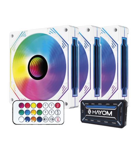 KIT 3 FANS BRANCAS RGB 12CM – FC1309 - foto 1