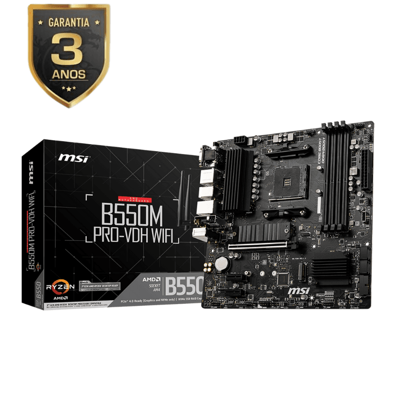 PLACA MAE MSI B550M PRO-VDH WIFI - AMD RYZEN AM4 - DDR4 - MATX - VGA/HDMI/DISPLAY PORT - foto 1