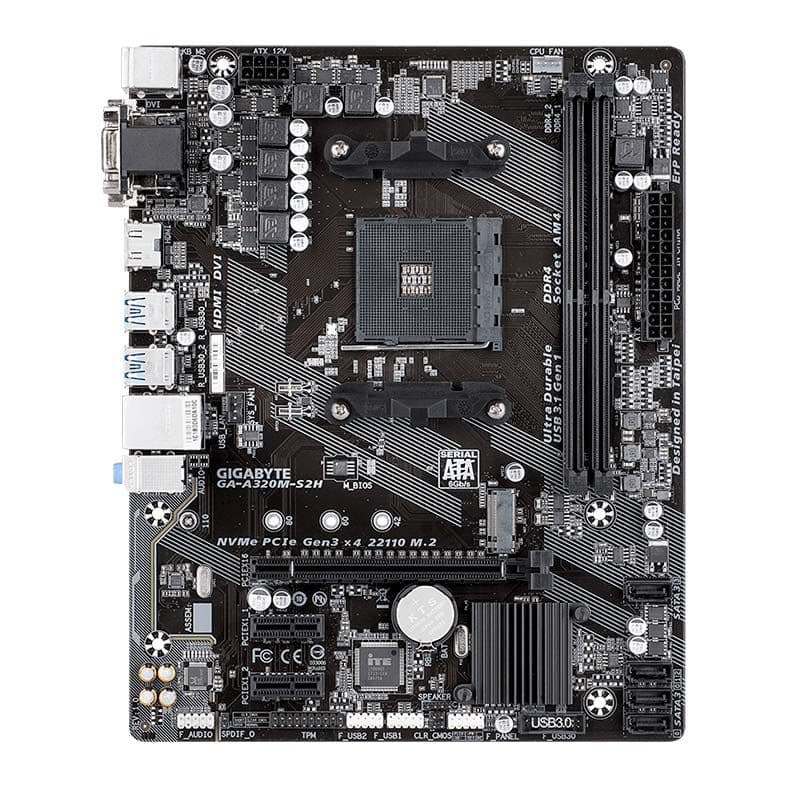 Placa Mae Gigabyte A320M-S2H AM4/DDR4/HDMI/DVI/VGA/M2/mATX - miniatura 2