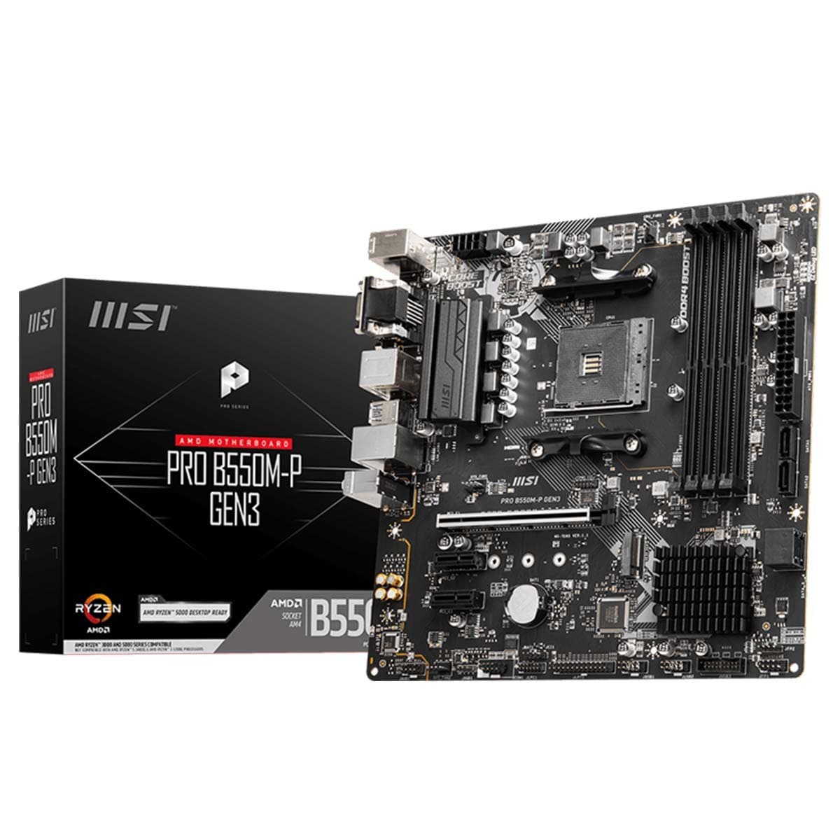 Placa Mãe MSI PRO B550M-P GEN3, Chipset B550, AMD AM4, mATX, DDR4 - foto 1