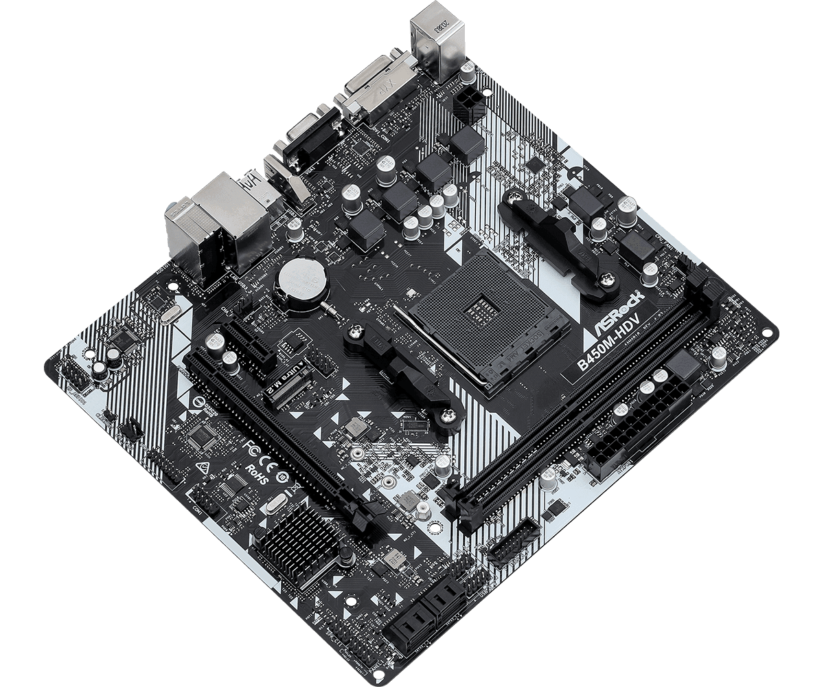 Placa MAE Asrock B450M-HDV R4.0 - Ryzen AM4 - DDR4 - Matx - M.2 - Vga/hdmi/dvi - miniatura 3