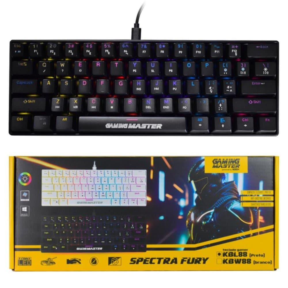 TECLADO KMEX MECANICO GAMER SPECTRAFURY PRETO KBL8 RGB - miniatura 3