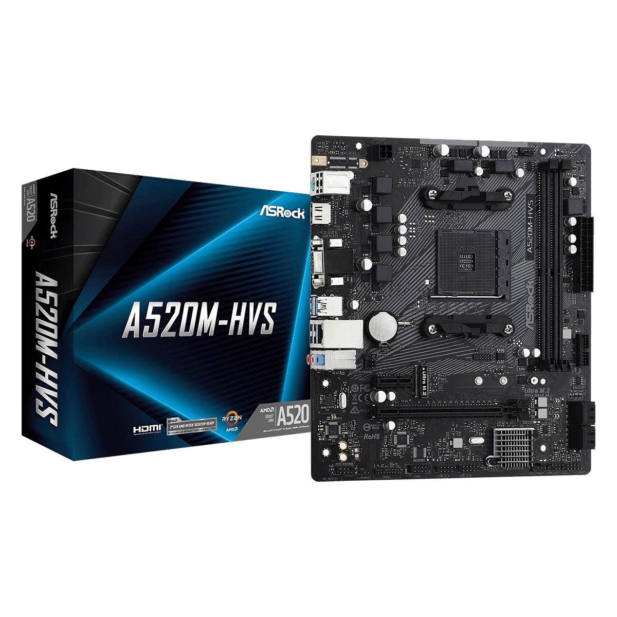 Placa Mae ASRock A520M-HVS A520 AMD AM4 mATX DDR4 - foto 1