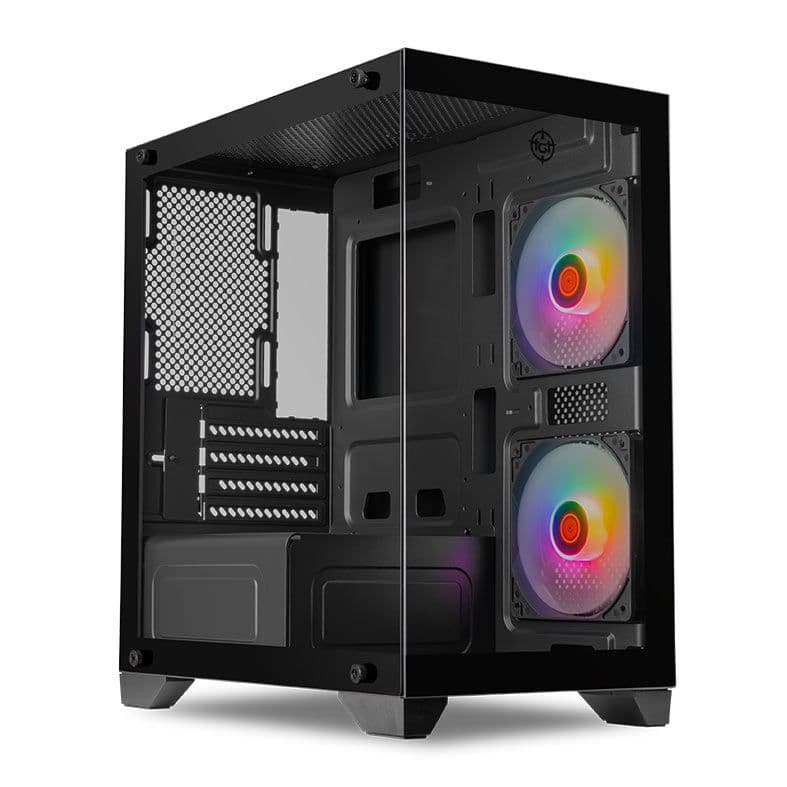 Gabinete Gamer TGT Gladiator, Rainbow, Mid-Tower, Lateral de Vidro, Com 2 Fans, Preto, TGT-GLD-BK - foto 1