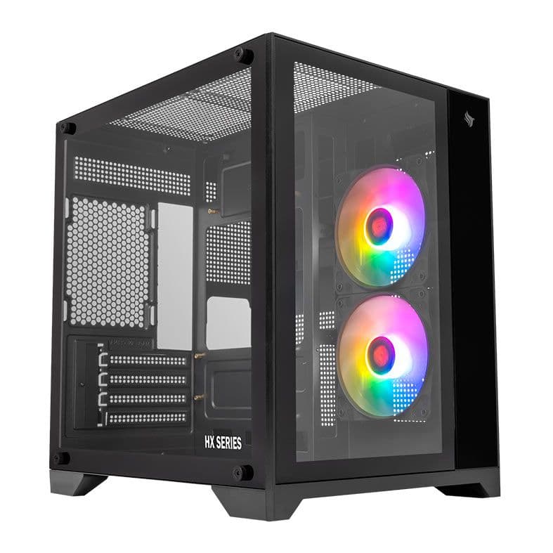Gabinete Gamer Pichau HX110, Mini-Tower, Lateral de Vidro, Com 2 Fans, Preto, PG-HX110-BK - foto 1