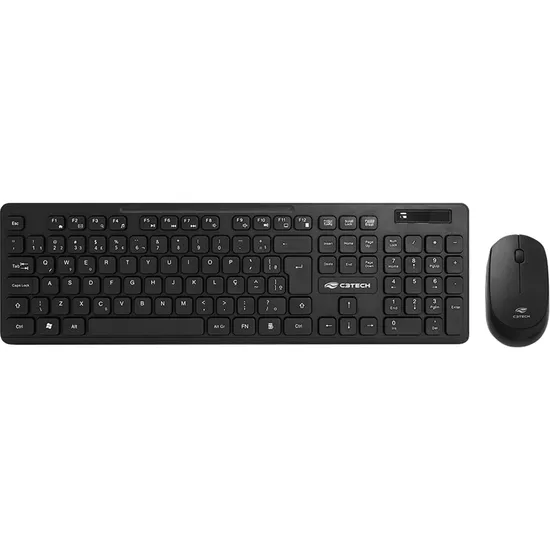 Kit Teclado e Mouse C3Tech K-W20BK Sem Fio Preto - foto 1
