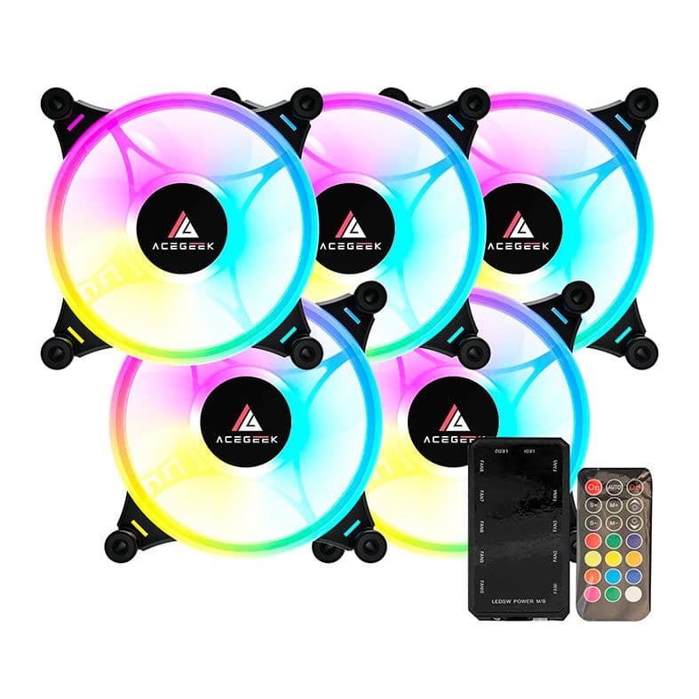 Kit Ventoinha Acegeek Crystal, 5x120mm, ARGB, Preto, AG-CRYSTAL5X1-BK - miniatura 4