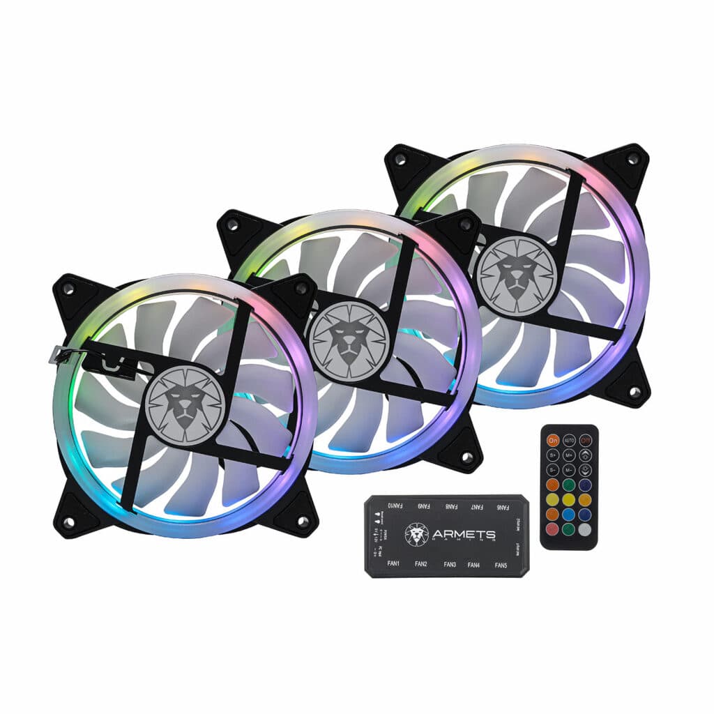 KIT 3X FAN ARMETS COOLER RGB 120X120 CONTROLE REMOTO E CONTROLADORA KCF3-01 - foto 1