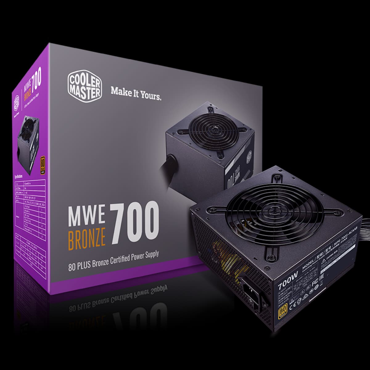 Fonte Cooler Master MWE V2 700W, 80 Plus Bronze, PFC Ativo