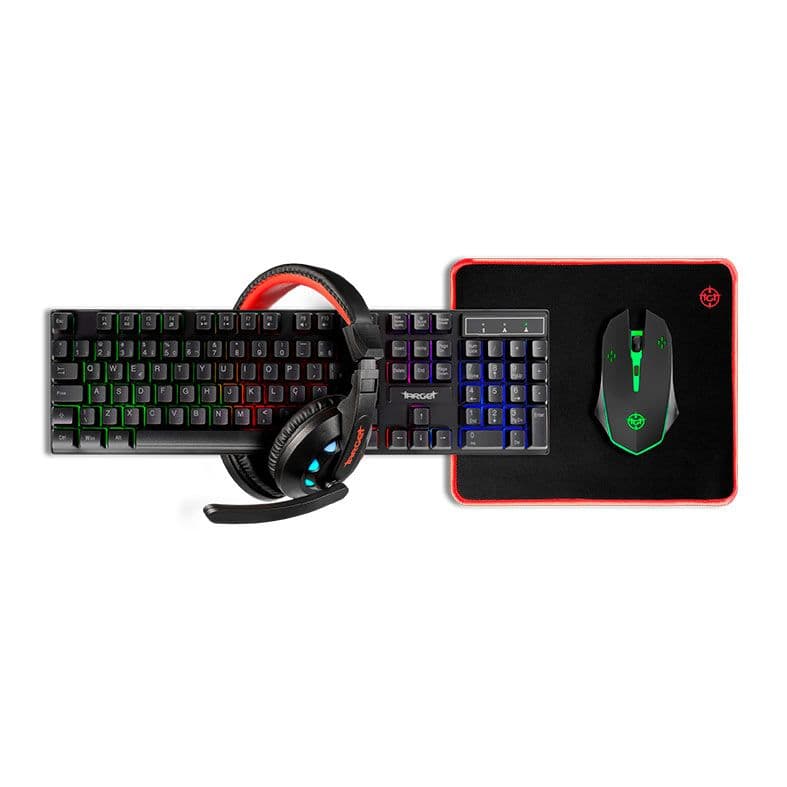 Combo Gamer TGT Ariete Teclado ABNT, Mouse 1600DPI, Mousepad Pequeno, Headset Drivers